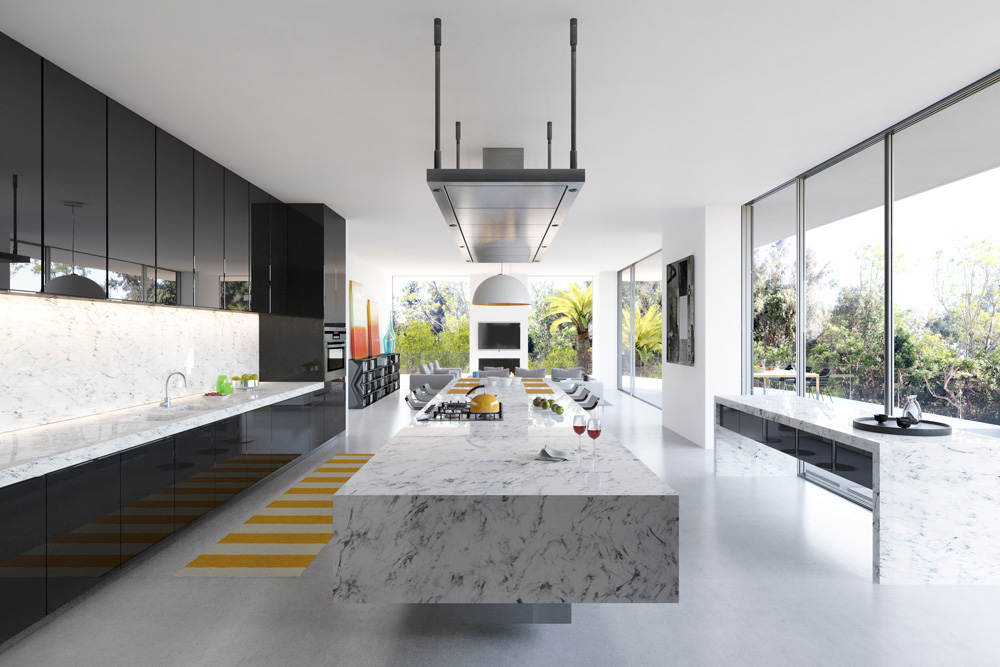 Render 3d interior cocina casa lujo Bel Air